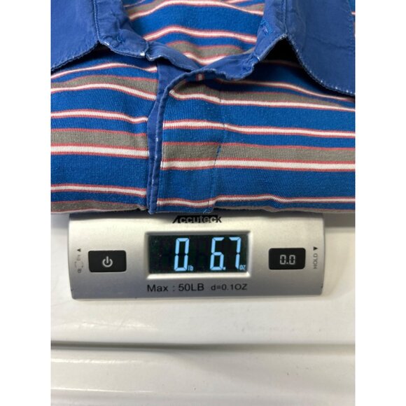 Vintage Volcom Mens Short Sleeve Large Elroy Polo Shirt Blue/Gray Stripes - Picture 6 of 8